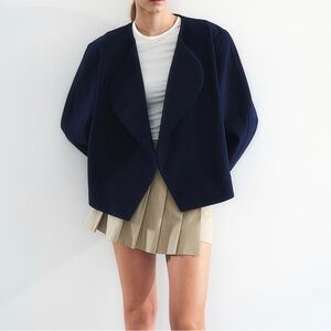 H&M Felted Shawl Collar Navy Jacket S